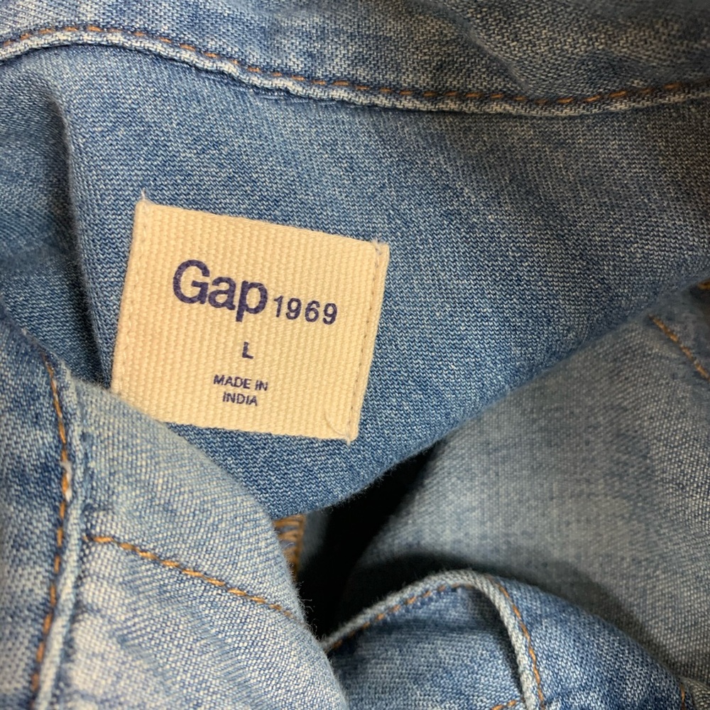 Gap Chambray Denim Shirt Dress Size Large - Picture 6 of 8